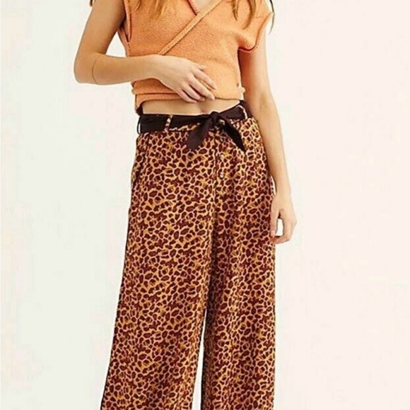 Free People Pants - Free People Bennie Animal Print Wide-Leg Pants